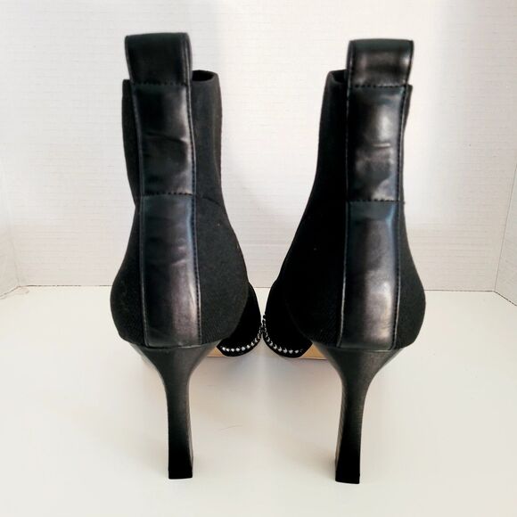 11 BCBGeneration Beya Black Stretch Fabric Ankle Boots Booties Pointed Toe Heels - Picture 11 of 13